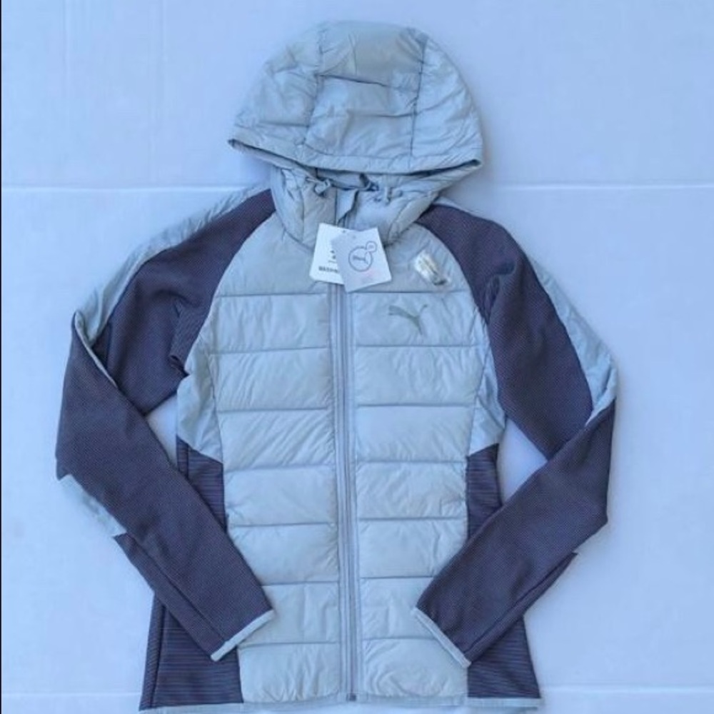 Puma Women's Hybrid 600 Down Gray Jacket Sz XS